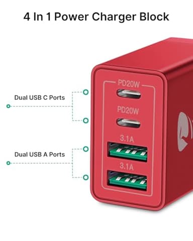 USB C Charger Block 2-Pack, Aiminu 40W 4-Port Fast USB C Charger Cube PD Power Delivery Fast Type C Charging Block Plug Adapter for iPhone 16/15/14/13/12/11/Pro Max, XS/XR/X, iPad, Android Phones - Image 2