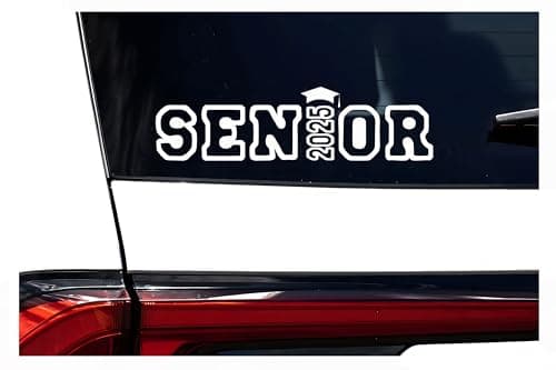 Senior 2025 White Vinyl Decal - 3x11 Inch, Adhesive Sticker for Cars, Laptops, and More - Image 1