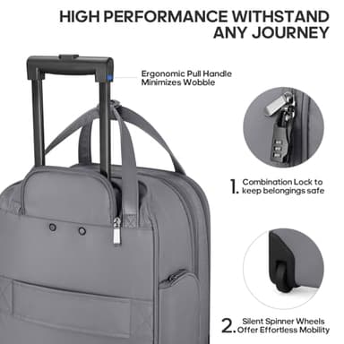 Winilla Carry-on Underseat 16-inch Luggage with Wheels, Softside Rolling Carry-on, Lightweight Travel Suitcase for Men Women, Personal Item Rolling Travel Bag - Image 6