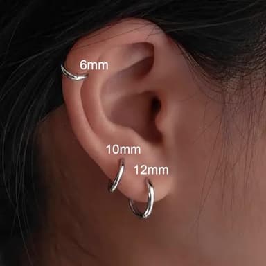 4 Pairs Small Hoop Earrings Set for Women, 316L Surgical Stainless Steel Huggie Hoop Earrings Hypoallergenic Cartilage Hoop Earrings for Helix Tragus Conch Piercing Jewelry for Women Men(Silver-1.6mm) - Image 3