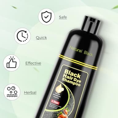 KAISASA Black Hair Dye Shampoo 3 in 1，Argan Natural Herbal Formula Hair Color Shampoo Covers Gray Hair for Women and Men (16.9 fl.oz Black - Image 7