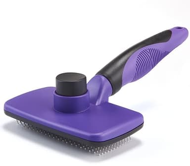 OEFEO Self Cleaning Slicker Brush for Dogs& Cats, Skin Friendly Grooming Brush for Shedding Long&Short Haired Dogs& Cats, Deshedding Pet Supplies Accessories, Purple - Image 1