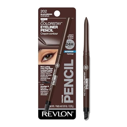 Revlon ColorStay Pencil Waterproof Eyeliner, Smudge-Proof, Eye Makeup with Built-In Sharpener, 202 Black Brown, 0.01 oz - Image 1
