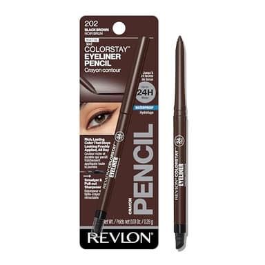 Revlon ColorStay Pencil Waterproof Eyeliner, Smudge-Proof, Eye Makeup with Built-In Sharpener, 202 Black Brown, 0.01 oz - Image 1