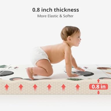 PIGLOG Foldable Baby Play Mat,59x59 Inches Baby Crawling Mat,0.8 Inch Thicken One-Piece Baby Playmat,Non Slip,Waterproof Activity Playmats for Babies,Toddlers,Infants, Play & Tummy Time,Koala - Image 4