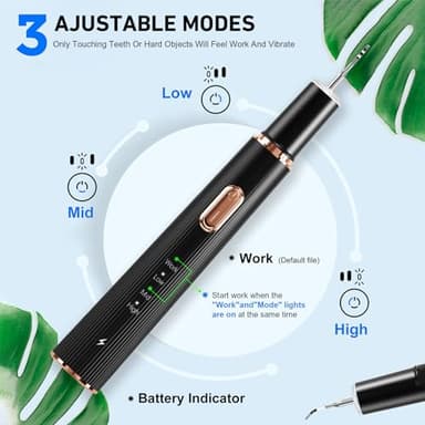 Plaque Remover for Teeth, Tartar Remover for Teeth Cleaning with 4 Replaceable Heads and 3 Adjustable Modes, Rechargeable Teeth Cleaning Plaque Remover for Home - Image 3