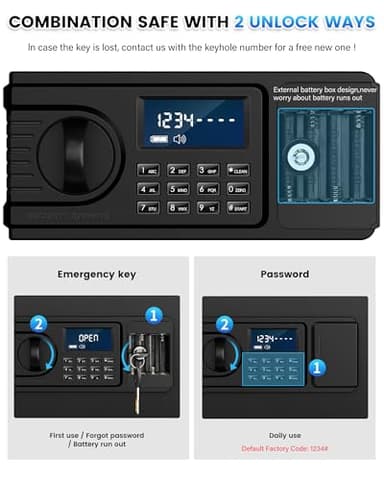 3.5 Cuft Fireproof Safe Box, Home Safes Water and Fireproof, Digital Security Document Safe With LCD Programmable Keypad, Backup Keys, Smart Alert, Large Combination Safety Box For Money Jewelry - Image 7