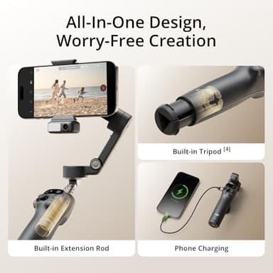 DJI Osmo Mobile 7P Gimbal Stabilizer for iPhone, Android, Native Tracking, Lighting, 3-Axis Phone Gimbal, Quick Launch, One-Tap Edit, Built-in Extension Rod & Tripod, 10hrs Use, Phone Charging - Image 5