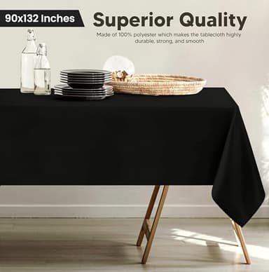 Utopia Kitchen 1 Pack 6 Foot Rectangle Table Cloth [90x132 Inches, Black] Stain and Wrinkle Resistant Tablecloth Washable Polyester Cover for Dining, Buffet Parties, Picnic and Weddings - Image 3