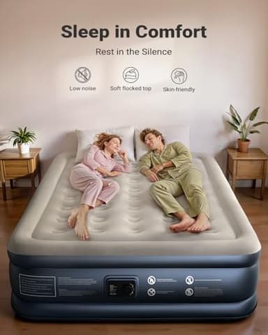 iDOO Queen Air Mattress with Built in Pump, 18 Raised Comfort Inflatable Blow up Mattress, Upgraded Four Chamber Portable Air Bed for Camping, Guests and Home, Colchon Inflable, 650 lbs Max - Image 2