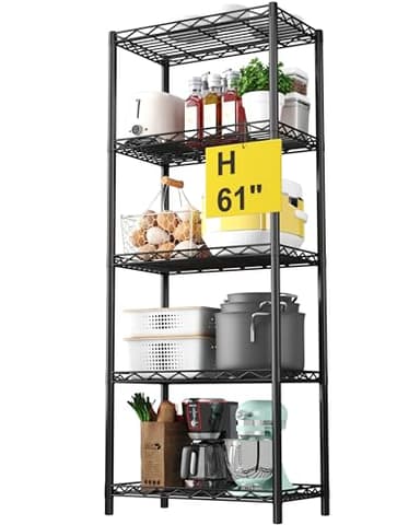 HOMEFORT 5-Tier Wire Shelving 5 Shelves Unit Metal Storage Rack Durable Organizer Perfect for Pantry Closet Kitchen Laundry Organization in Black,21”Wx14”Dx61”H - Image 7