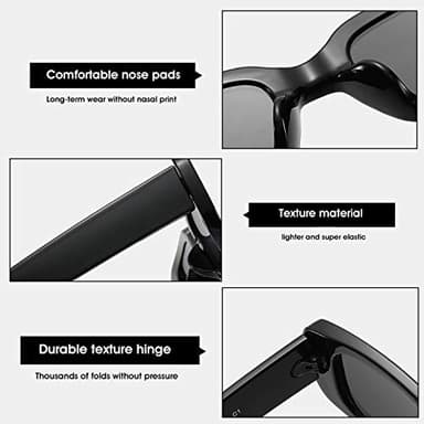 BUTABY Rectangle Sunglasses for Women Retro Driving Glasses 90’s Vintage Fashion Narrow Square Frame UV400 Protection Black & Leopard - Image 5