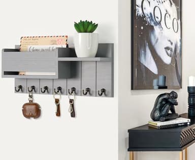 RelaxScene Key Holder Wall Mount - Decorative Key Rack and Mail Organizer with 7 Key Hooks - Wooden Key Hanger with Shelf for Living Room Decor - Rustic Farmhouse Home Entryway Aesthetic Essentials - Image 5