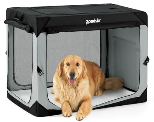 ZOMISIA 42 Inch Collapsible Dog Crate for Extra Large Dogs - XL Dog Travel Crate Portable with Breathable Mesh Windows, Soft Sided Dog Kennel Foldable for Indoor and Outdoor, Grey - Image 1