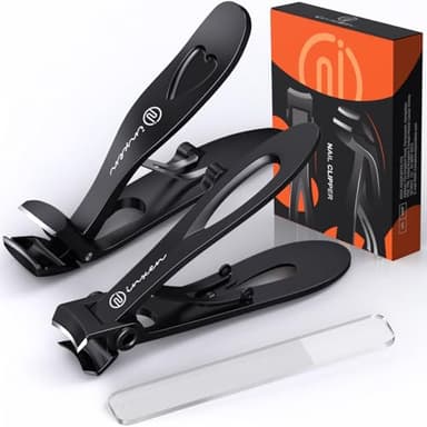 Toenail Clippers for Thick Nails for Seniors| INXEN 3-Pack Ergonomic Heavy Duty Angled Head Nail Clippers with Catcher | Premium Steel Wide Opening Fingernail Clippers Nail Cutter for Men & Women - Image 1