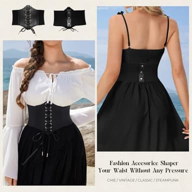 GRACE KARIN Ladies Medieval Stretchy Cinch Belt Vintage Waistband(L,Black) - Image 4