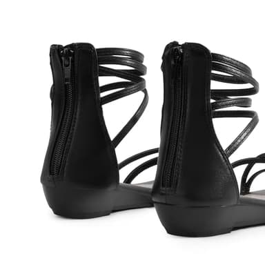 DREAM PAIRS Women's Ankle Strap Flat Sandals Summer Dressy Strappy Gladiator Rhinestones Sandals,Size 8,Black/Pu,WEITZ - Image 8