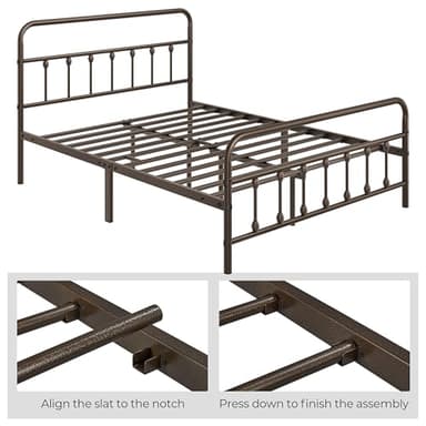 Yaheetech Classic Metal Platform Bed Frame Mattress Foundation with Victorian Style Iron-Art Headboard/Footboard/Under Bed Storage/No Box Spring Needed/Full Size Bronze - Image 6