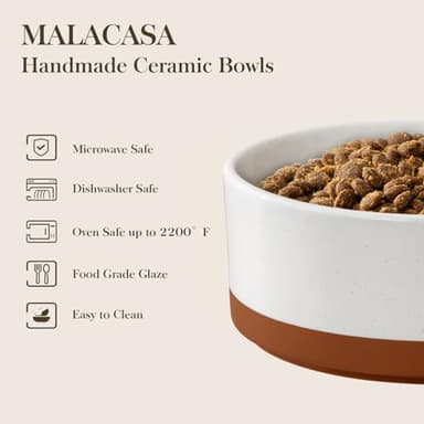 MALACASA Ceramic Dog Bowls, Dog Water/Food Dish with Wood Stand Non-Slip,14oz, Pet Basic Bowls for Your Puppy, Small Dogs or Cats,Glaze Matte Weighted Non-Slip (S-1.5 Cups) - Image 7
