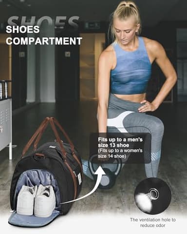 Gym Bag Womens Mens with Shoes Compartment and Wet Pocket Travel Duffel Bag for Women for Plane Sport Gym Tote Bags with Toiletry Bag Waterproof Weekend Overnight Carry on Bag Hospital Holdalls - Image 5