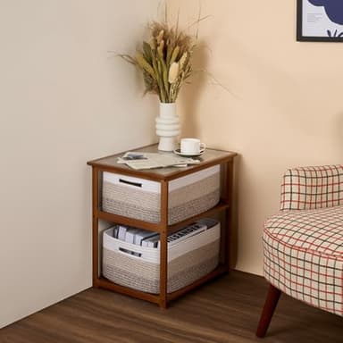 MiniArk Large Storage Baskets for Shelves, Closet Organizers Bins for Clothes Blanket Towels, Baby Nursery, Toy Baskets Box, Woven Rope Baskets, 17 x 13 x 7.5”, 2 Packs Gradient Brown - Image 8