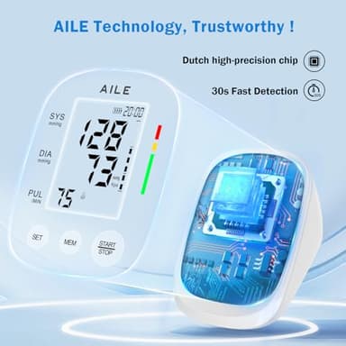 AILE Blood Pressure Monitor, Blood Pressure Machine Upper Arm Large Cuff(8.7"-16.5"), High Automatic Blood Pressure Monitors Cuff for Home Use, (BP) Manual Arm Blood Pressure Monitors, 2 * 99 Memory - Image 4