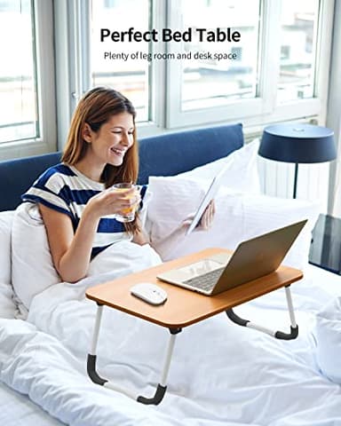 Ruxury Folding Lap Desk Laptop Stand Bed Desk Table Tray, Breakfast Serving Tray, Portable & Lightweight Mini Table for Sofa Couch Floor - - Wood - Image 3