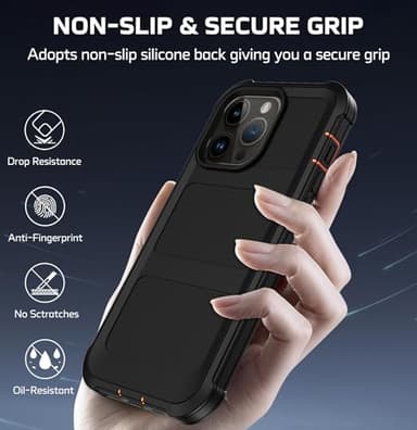 Stroson for iPhone 14 Pro Max Case, [Built-in Screen Protector] Heavy Duty Military Grade Drop Protection Cover Shockproof Phone Case for iPhone 14 Pro Max with Kickstand & Belt Clip Holster (Orange) - Image 5