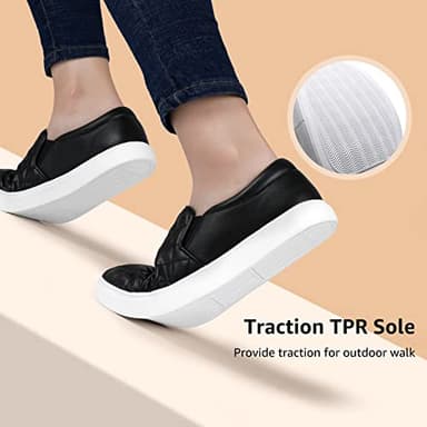 STQ Loafers for Women Quilted Slip On Sneakers Casual Comfort Memory Foam Fall Shoes Black 7.5 - Image 5