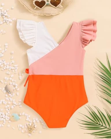 Mioglrie Girls Swimsuit Toddler Swimsuit Girl 5T Girls Bathing Suit One Piece Bathing Suits Swimsuits Size 6 Orange Swimwear Toddler Beach Essentials - Image 6
