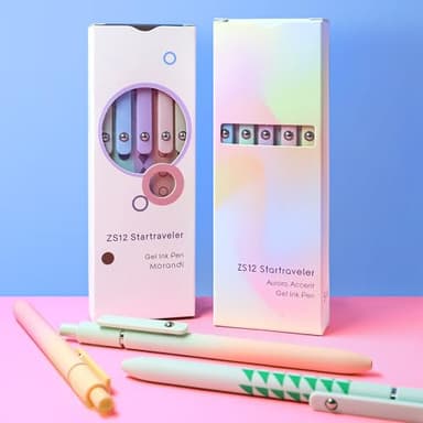 YOXMJDB Gel Pens,10 Pcs Medium Point Smooth Writing Pens Cute Pens for Women, High-End Series 0.7mm Black Ink Pens for Journaling Note Taking, School Office Supplies (10 Pcs Gradient and Geometric) - Image 7