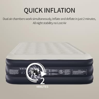 SENNOUL Air Mattress Queen with Built in Pump - 2 Mins Quick Self Inflatable,16"/650lbs Max Blow Up Bed, All Night Stability No Lost Air，No Peculiar Smell for Camping,Home,Guests & Portable Travel - Image 5