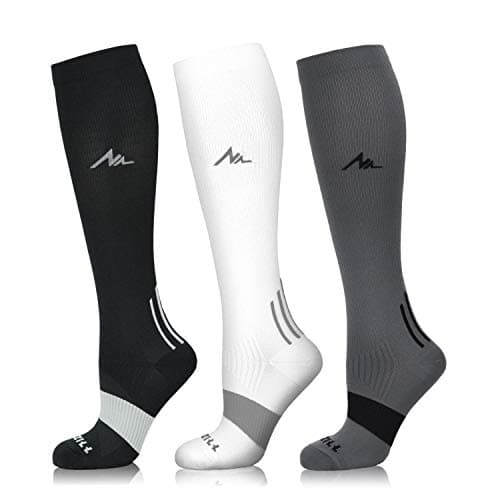 NEWZILL Medical Compression Socks for Women & Men Circulation 20-30 mmHg, Best for Running Athletic Hiking Travel Flight Nurses (3-Pairs, Black/White/Gray, L/XL) - Image 1