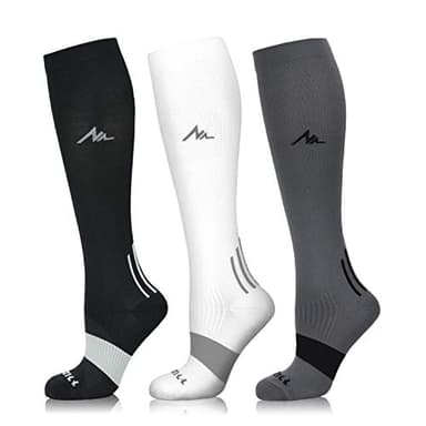NEWZILL Medical Compression Socks for Women & Men Circulation 20-30 mmHg, Best for Running Athletic Hiking Travel Flight Nurses (3-Pairs, Black/White/Gray, L/XL) - Image 1
