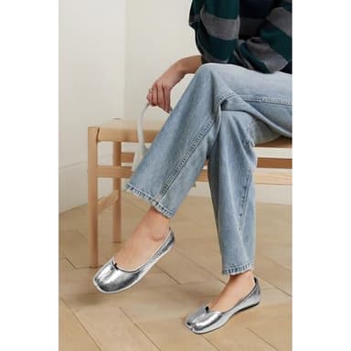 VBDB Tabi Silver Ballet Flats for Women Slip on Shoes Wide Width Split Toe Dress for Women Low Heels Comfortable Flats Shoes Size 8 - Image 5