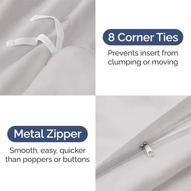 Duvet Cover Twin/Twin XL Size Set - Extra Soft Duvet Cover 68 x 90 with 1 Pillow Sham - Hotel Luxury, Easy Care and Fade Free w/Zipper Closures & Ties - Comfy, Breathable Bedding Set (French Grey) - Image 4