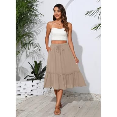 Witsmile Womens Skirts Midi Length with Pockets Flowy Skirts for Women Trendy Summer Beach Cover-Ups(Apricot,M) - Image 4