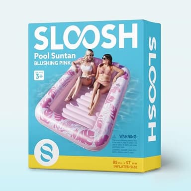 SLOOSH Inflatable Tanning Pool Lounger Float, 85" x 57" Extra Large Pool Floats Adult with Pillow, 4 in 1 Suntan Tub Raft Floatie,Sunbathing Bed Lounge for Water Blow Up Ball Pit, XL-Blushing Pink - Image 7