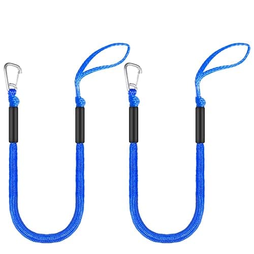 4FT Bungee Dock Lines for Boat | Single Hook Dock Rope | Ideal Boat Ropes for Kayak, Jet Ski & Pontoon (Blue) - Image 1