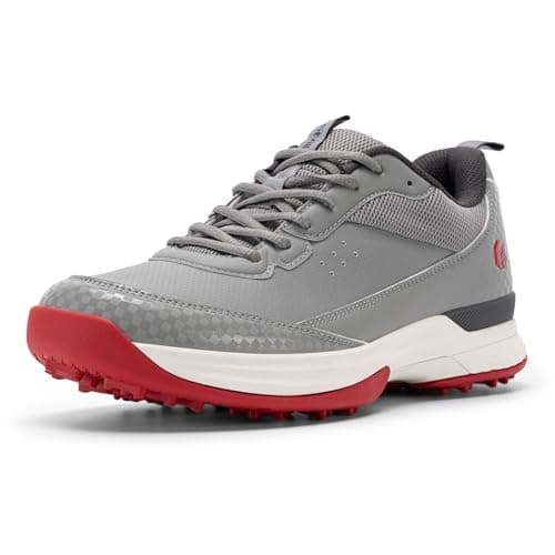 FitVille Wide Golf Shoes Men Professional Outdoor Water Resistant Golf Shoes for Course with Spikes(Dark Grey, 10 Wide) - Image 1