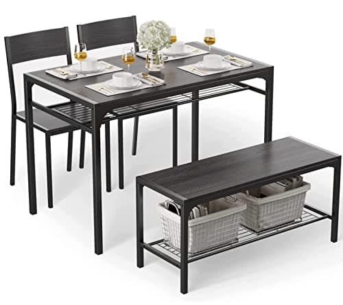 Gizoon Kitchen Table and 2 Chairs for 4 with Bench, 4 Piece Dining Table Set for Small Space, Apartment - Image 1