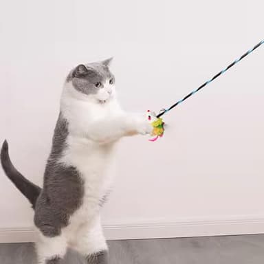 IUHKBH 3 PCS Cat Wands with Mice Long Cat Teaser Wands for Cats Kittens Having Fun Exerciser Playing - Image 6