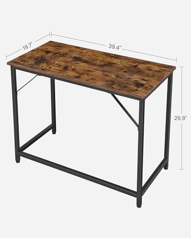 VASAGLE Computer Desk, Gaming Desk, Home Office Desk, for Small Spaces, 19.7 x 39.4 x 29.9 Inches, Industrial Style, Metal Frame, Rustic Brown and Black ULWD41X - Image 3