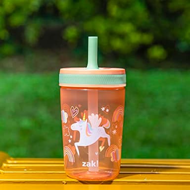 Zak Designs Kelso Tumbler Set 15 oz, (Unicorn) Leak-Proof Screw-On Lid with Straw Made of Durable Plastic and Silicone, Perfect Cup Bundle for Kids (2pc Set) - Image 3