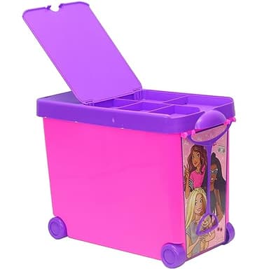Barbie Store It All! Rolling Storage Bin – Extra-Large Organizer Case with Wheels & Handle for Barbie Dolls, Clothes, Accessories & Playsets – Pink Portable Travel Toy Box - Image 3