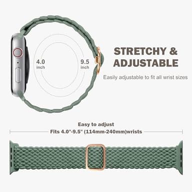 Odbeai Compatible with Apple Watch Bands for Women Solace Stretchy Braided Fabric 40mm 44mm 45mm 41mm 42mm 38mm 46mm 49mm, Stretchy Braided Fabric Strap for iWatch Series 11 10 9 8 7-1 SE Ultra1/2/3 - Image 6