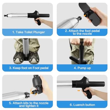 LPZNUYVC Toilet Plunger High Pressure Air Drain Blaster Drains Toilet Unclogger Toilet Plunger Heavy Duty Toilet Plunger Clog Remover Plungers for Toilet Unclog Toilet, Bathroom, Floor Drain (Black) - Image 6