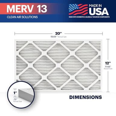 BNX TruFilter 12x20x1 Air Filter MERV 13 (6-Pack) - MADE IN USA - Electrostatic Pleated Air Conditioner HVAC AC Furnace Filters for Allergies, Pollen, Mold, Bacteria, Smoke, Allergen, MPR 1900 FPR 10 - Image 2