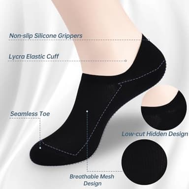 AHOVIT 8 Pairs No Show Socks Womens and Mens Low Cut Ankle Short Non Slip Athletic Running Casual Invisible Liner Socks - Image 2