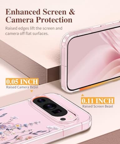 GVIEWIN for Google Pixel 9 Case/Pixel 9 Pro Case, [Screen Protector] [Military Grade Protection] Clear Floral Slim Shockproof Protective Women Phone Case Cover for Pixel 9 (Floratopia/Colorful) - Image 5
